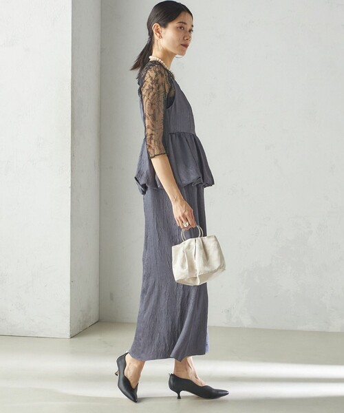 kaene(カエン)の「kaene:バルーン ペプラム ドレス(セレモニー対応可)(ドレス・レディース・ベージュ/ネイビー・ONE SIZE)」の16枚目の写真