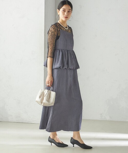 kaene(カエン)の「kaene:バルーン ペプラム ドレス(セレモニー対応可)(ドレス・レディース・ベージュ/ネイビー・ONE SIZE)」の17枚目の写真