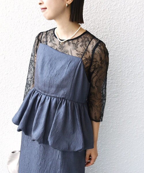 kaene(カエン)の「kaene:バルーン ペプラム ドレス(セレモニー対応可)(ドレス・レディース・ベージュ/ネイビー・ONE SIZE)」の22枚目の写真