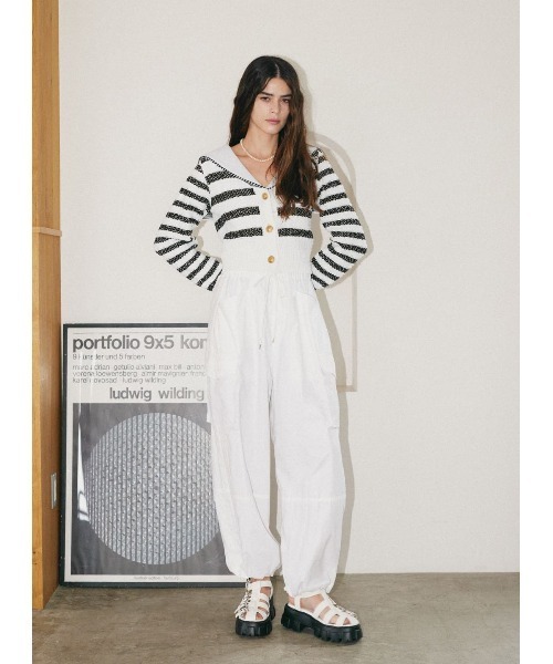 COEL（コエル）の「セーラーボーダーカーディガン（ニット/セーター・レディース・ブラック/ホワイト・FREE）」の8枚目の写真