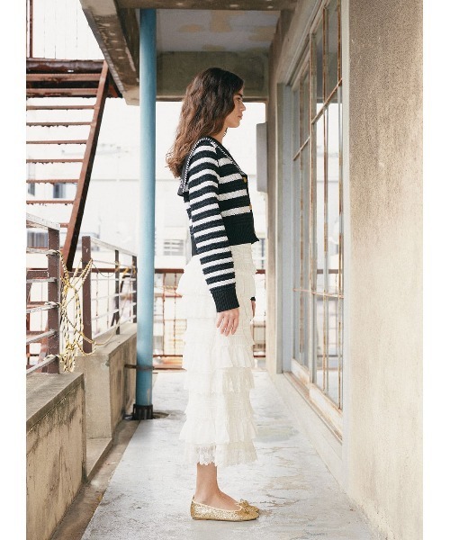 COEL（コエル）の「セーラーボーダーカーディガン（ニット/セーター・レディース・ブラック/ホワイト・FREE）」の16枚目の写真