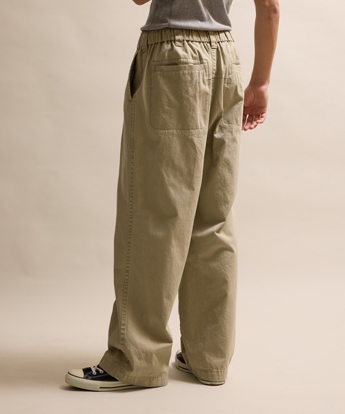 VINTAGE BIO WASHED COTTON TWILL WIDE EASY PANTS
