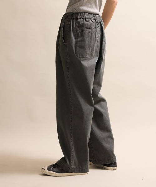VINTAGE BIO WASHED COTTON TWILL WIDE EASY PANTS