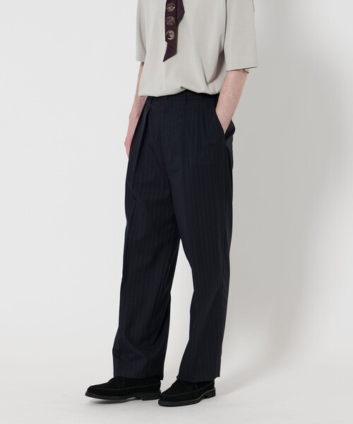 Steven Alan＞ トロピカル ピンストライプ インツープリーツ