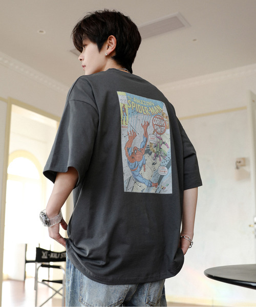 MARVEL（マーベル）の「【neos】MARVEL マーベル ルーズシルエット スパイダーマン キャプテンアメリカ ビンテージライク ユーズド風 アメコミ プリント Tシャツ（Tシャツ/カットソー・メンズ・ホワイト系1/ホワイト系2/グレー系1/グレー系2・MEDIUM/LARGE/X-LARGE）」の6枚目の写真