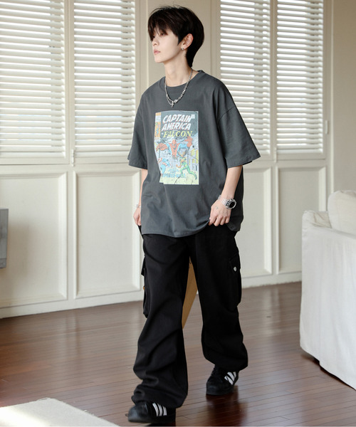 MARVEL（マーベル）の「【neos】MARVEL マーベル ルーズシルエット スパイダーマン キャプテンアメリカ ビンテージライク ユーズド風 アメコミ プリント Tシャツ（Tシャツ/カットソー・メンズ・ホワイト系1/ホワイト系2/グレー系1/グレー系2・MEDIUM/LARGE/X-LARGE）」の16枚目の写真