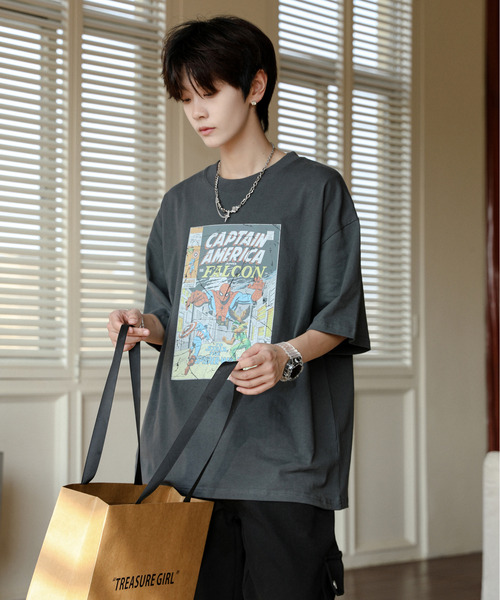 MARVEL（マーベル）の「【neos】MARVEL マーベル ルーズシルエット スパイダーマン キャプテンアメリカ ビンテージライク ユーズド風 アメコミ プリント Tシャツ（Tシャツ/カットソー・メンズ・ホワイト系1/ホワイト系2/グレー系1/グレー系2・MEDIUM/LARGE/X-LARGE）」の19枚目の写真