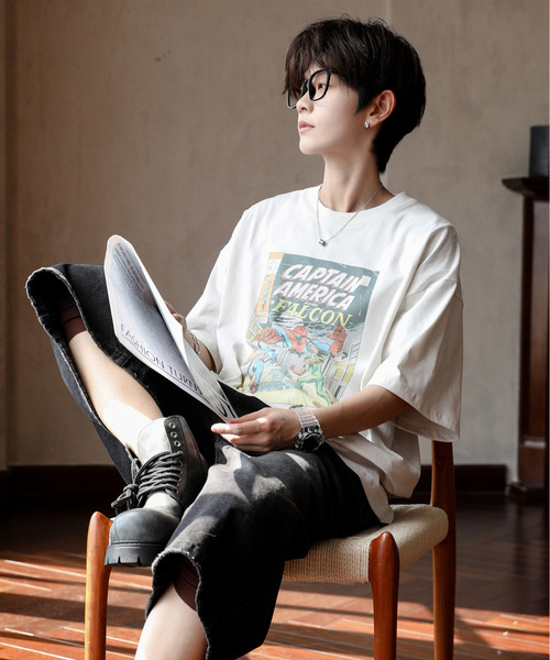 MARVEL（マーベル）の「【neos】MARVEL マーベル ルーズシルエット スパイダーマン キャプテンアメリカ ビンテージライク ユーズド風 アメコミ プリント Tシャツ（Tシャツ/カットソー・メンズ・ホワイト系1/ホワイト系2/グレー系1/グレー系2・MEDIUM/LARGE/X-LARGE）」の22枚目の写真