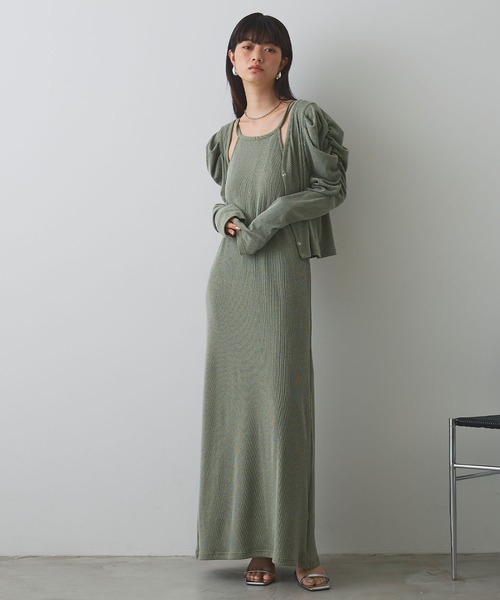 ELLEgirl（エルガール）の「パフスリーブカーディガンアンサンブルワンピース【ELLEgirl/エルガール】（ワンピース・レディース・イエロー/サックスブルー・FREE）」の8枚目の写真