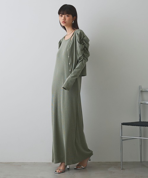 ELLEgirl（エルガール）の「パフスリーブカーディガンアンサンブルワンピース【ELLEgirl/エルガール】（ワンピース・レディース・イエロー/サックスブルー・FREE）」の9枚目の写真