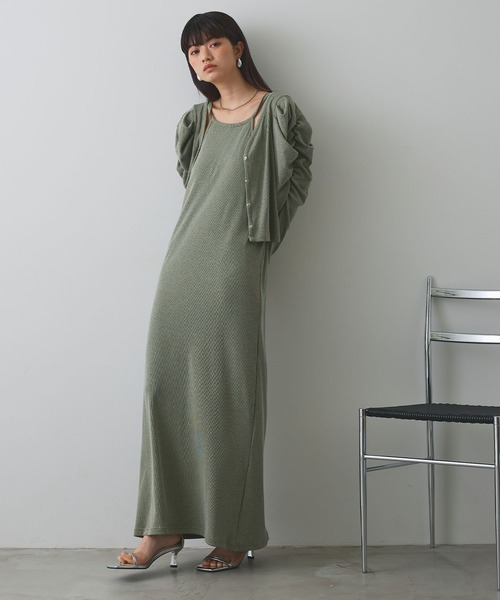 ELLEgirl（エルガール）の「パフスリーブカーディガンアンサンブルワンピース【ELLEgirl/エルガール】（ワンピース・レディース・イエロー/サックスブルー・FREE）」の10枚目の写真