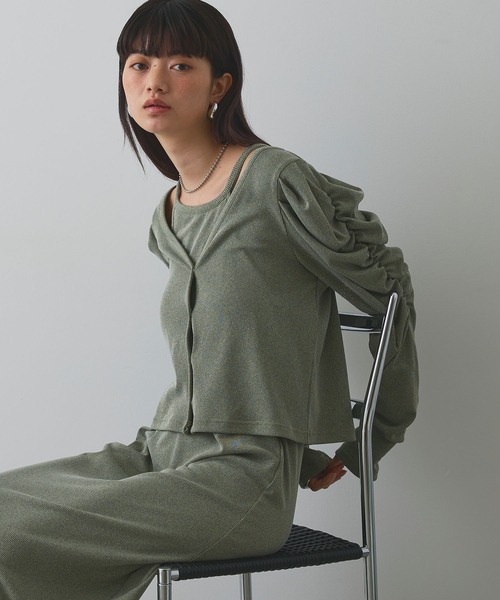 ELLEgirl（エルガール）の「パフスリーブカーディガンアンサンブルワンピース【ELLEgirl/エルガール】（ワンピース・レディース・イエロー/サックスブルー・FREE）」の14枚目の写真