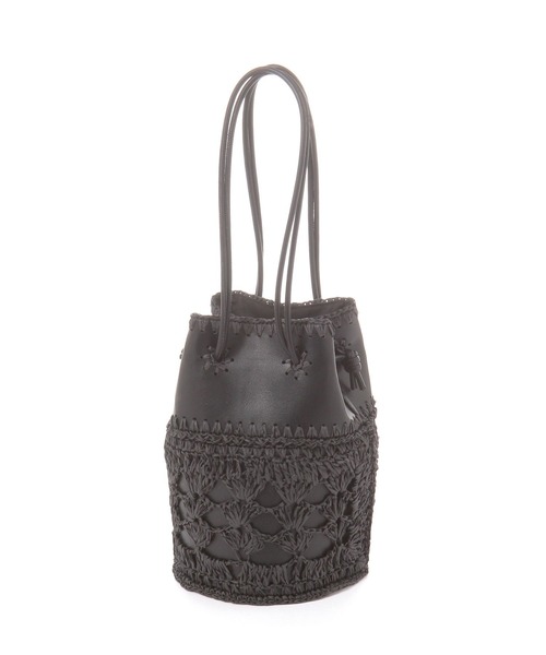 LEPSIM(レプシィム)の「フェイクレザー*マクラメコンビバッグ 311647(ショルダーバッグ・レディース・アイボリー/ブラック・ONE SIZE)」の1枚目の写真