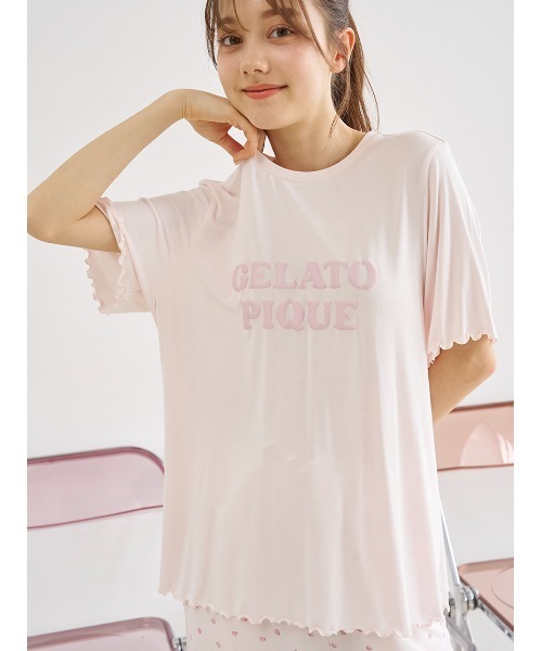 GELATO PIQUE 【接触冷感】グレー ルームウェア セール】【HOMME】【接触冷感】COOLレーヨンロゴTシャツ（ルーム