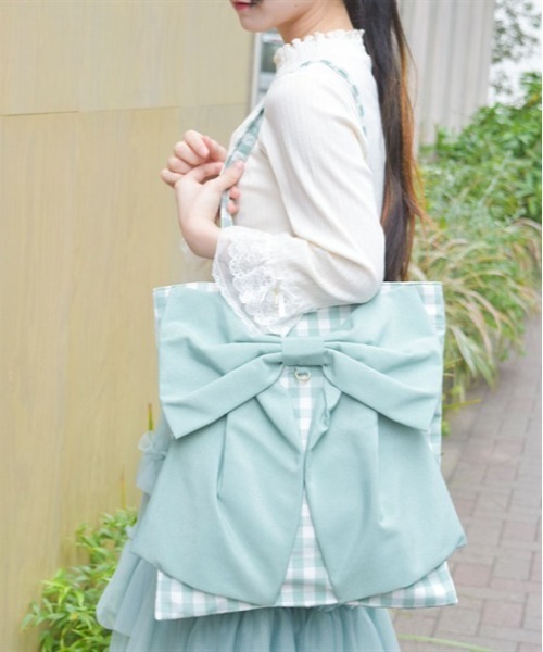 axes femme(アクシーズファム)の「タテ型ビッグリボントート(トートバッグ・レディース・キナリ/ミント/ブルー・FREE)」の3枚目の写真