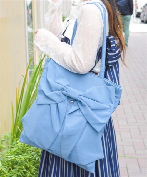 axes femme(アクシーズファム)の「タテ型ビッグリボントート(トートバッグ・レディース・キナリ/ミント/ブルー・FREE)」の4枚目の写真