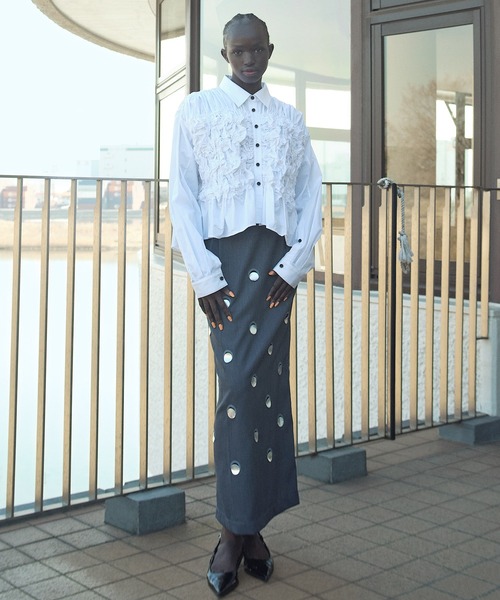 RUMCHE(ラムシェ)の「Shirring Cotton Shirt / シャーリングコットンシャツ(シャツ/ブラウス・レディース・ブラック/ホワイト・FREE)」の4枚目の写真