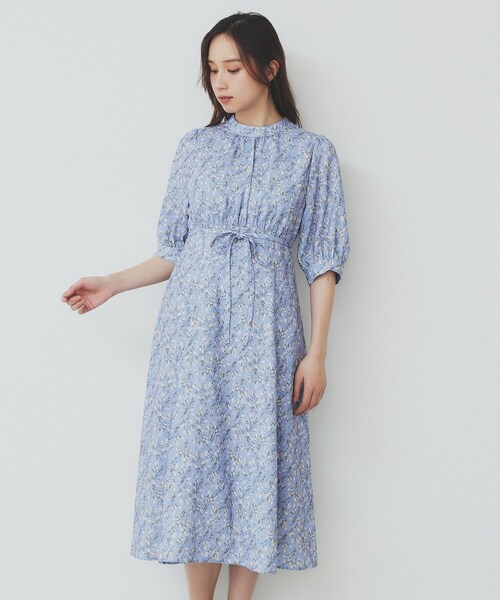 index（インデックス）の「スタンドネック小花柄ワンピース【洗濯機洗い可/イージーアイロン】（ワンピース・レディース・ピンク系5/パープル系1/ネイビー系・36/42/40/38）」の16枚目の写真