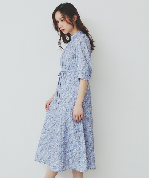 index（インデックス）の「スタンドネック小花柄ワンピース【洗濯機洗い可/イージーアイロン】（ワンピース・レディース・ピンク系5/パープル系1/ネイビー系・36/42/40/38）」の17枚目の写真