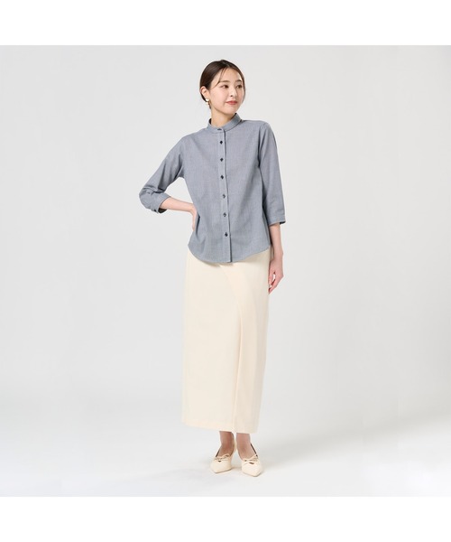 TOKYO SHIRTS（トウキョウシャツ）の「【Pitta Re:)】 レディースカジュアルシャツ Wガーゼ 七分袖 綿100%（シャツ/ブラウス・レディース・ネイビー・LL/M/L/S）」の6枚目の写真