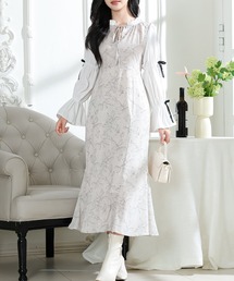 Lace Ladies | 花柄 キャンディースリーブ ドッキング ワンピース(ワンピース)