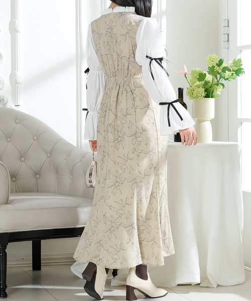 Lace Ladies（レースレディース）の「花柄 キャンディースリーブ ドッキング ワンピース（ワンピース・レディース・ブラック/ベージュ/アイボリー・FREE/S）」の18枚目の写真