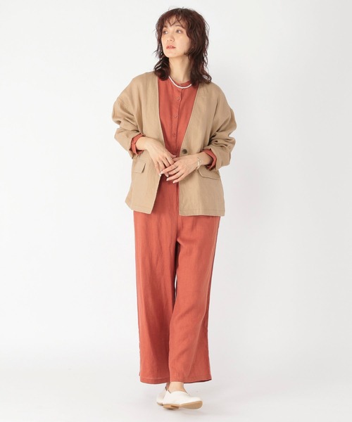 studio CLIP（スタディオクリップ）の「【リネン100%】ノーカラージャケット（ノーカラージャケット・レディース・ベージュ/ブラック・FREE）」の15枚目の写真