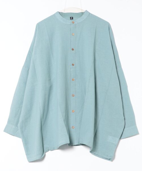 チャイハネ（チャイハネ）の「【チャイハネ】綿麻プレーンMEN'Sシャツ（シャツ/ブラウス・メンズ・ブルー/ホワイト/ブラウン/ブラック・FREE）」の4枚目の写真