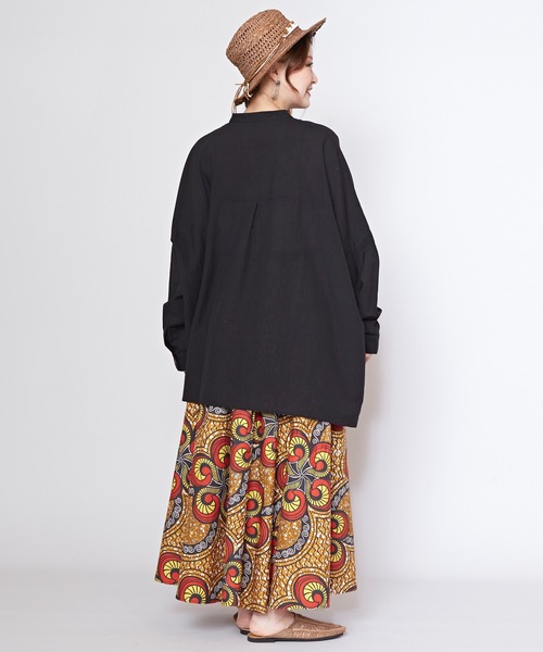 チャイハネ（チャイハネ）の「【チャイハネ】綿麻プレーンMEN'Sシャツ（シャツ/ブラウス・メンズ・ブルー/ホワイト/ブラウン/ブラック・FREE）」の8枚目の写真