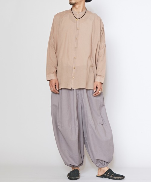 チャイハネ（チャイハネ）の「【チャイハネ】綿麻プレーンMEN'Sシャツ（シャツ/ブラウス・メンズ・ブルー/ホワイト/ブラウン/ブラック・FREE）」の9枚目の写真