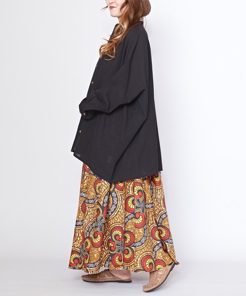 チャイハネ（チャイハネ）の「【チャイハネ】綿麻プレーンMEN'Sシャツ（シャツ/ブラウス・メンズ・ブルー/ホワイト/ブラウン/ブラック・FREE）」の7枚目の写真