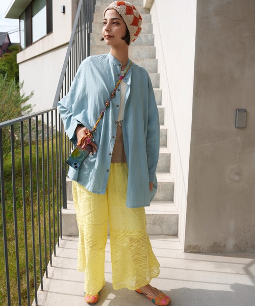 チャイハネ（チャイハネ）の「【チャイハネ】綿麻プレーンMEN'Sシャツ（シャツ/ブラウス・メンズ・ブルー/ホワイト/ブラウン/ブラック・FREE）」の14枚目の写真