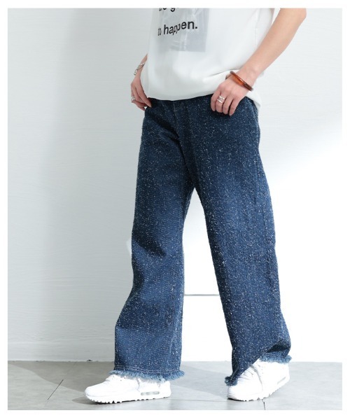 Sawa a la mode（サワアラモード）の「ダメージ風裾フリンジデニムワイドパンツ（デニムパンツ・レディース・ブルー・FREE）」の15枚目の写真