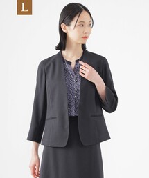 TRANS WORK ノーカラージャケット 46 ウォッシャブル】ストレッチスウェードノーカラージャケット