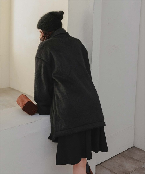 miette(ミエット)の「シャギーダブルテーラードジャケット(テーラードジャケット・レディース・グレイッシュベージュ/ブラック/チャコール・FREE)」の6枚目の写真