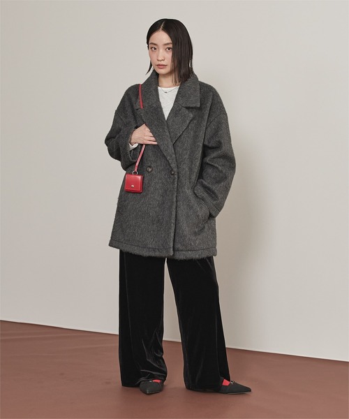 miette(ミエット)の「シャギーダブルテーラードジャケット(テーラードジャケット・レディース・グレイッシュベージュ/ブラック/チャコール・FREE)」の8枚目の写真