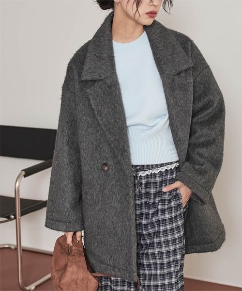 miette(ミエット)の「シャギーダブルテーラードジャケット(テーラードジャケット・レディース・グレイッシュベージュ/ブラック/チャコール・FREE)」の14枚目の写真