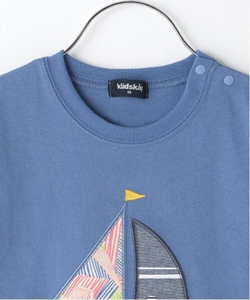kladskap（クレードスコープ）の「ヨットアップリケ半袖Tシャツ（Tシャツ/カットソー・キッズ・ブルー/オフホワイト・120cm/110cm/100cm/90cm/80ｃｍ）」の9枚目の写真