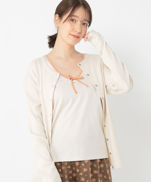 studio CLIP（スタディオクリップ）の「【WEB/一部店舗限定商品】USAコットンUネックリボンリンガータンク（タンクトップ・レディース・ネイビー/ライトグレー/ホワイト・MEDIUM/LARGE）」の2枚目の写真