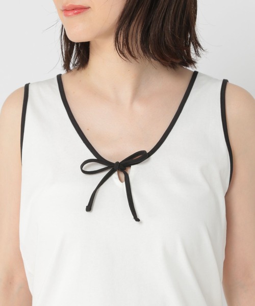 studio CLIP（スタディオクリップ）の「【WEB/一部店舗限定商品】USAコットンUネックリボンリンガータンク（タンクトップ・レディース・ネイビー/ライトグレー/ホワイト・MEDIUM/LARGE）」の16枚目の写真