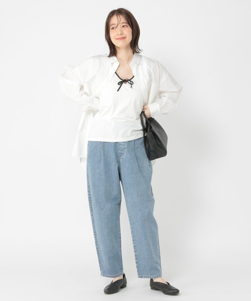 studio CLIP（スタディオクリップ）の「【WEB/一部店舗限定商品】USAコットンUネックリボンリンガータンク（タンクトップ・レディース・ネイビー/ライトグレー/ホワイト・MEDIUM/LARGE）」の7枚目の写真