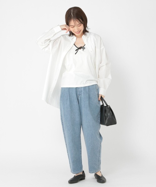 studio CLIP（スタディオクリップ）の「【WEB/一部店舗限定商品】USAコットンUネックリボンリンガータンク（タンクトップ・レディース・ネイビー/ライトグレー/ホワイト・MEDIUM/LARGE）」の8枚目の写真