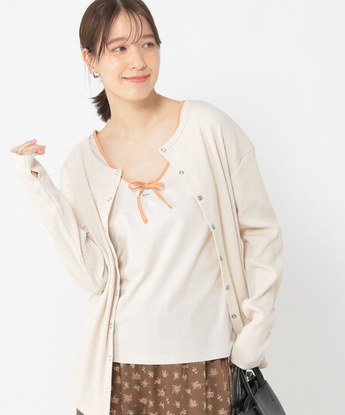 studio CLIP（スタディオクリップ）の「【WEB/一部店舗限定商品】USAコットンUネックリボンリンガータンク（タンクトップ・レディース・ネイビー/ライトグレー/ホワイト・MEDIUM/LARGE）」の9枚目の写真