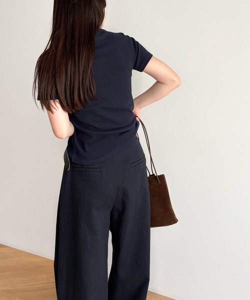 CANAL JEAN（キャナルジーン）の「HARING　ヴィンテージコットンヘンリー半袖Tシャツ（Tシャツ/カットソー・レディース・ネイビー/ホワイト・ONE SIZE）」の12枚目の写真