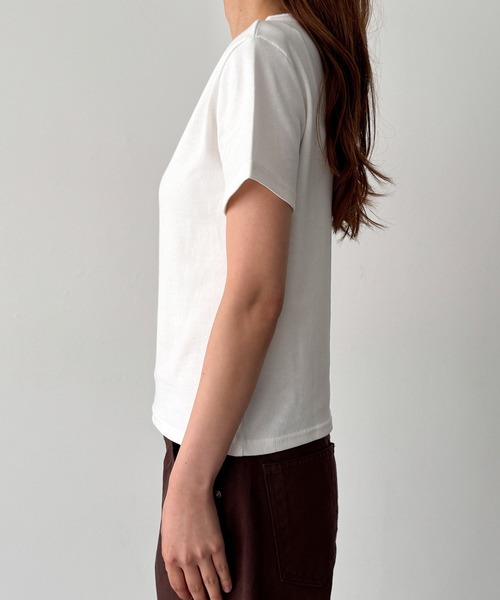 CANAL JEAN（キャナルジーン）の「HARING　ヴィンテージコットンヘンリー半袖Tシャツ（Tシャツ/カットソー・レディース・ネイビー/ホワイト・ONE SIZE）」の5枚目の写真