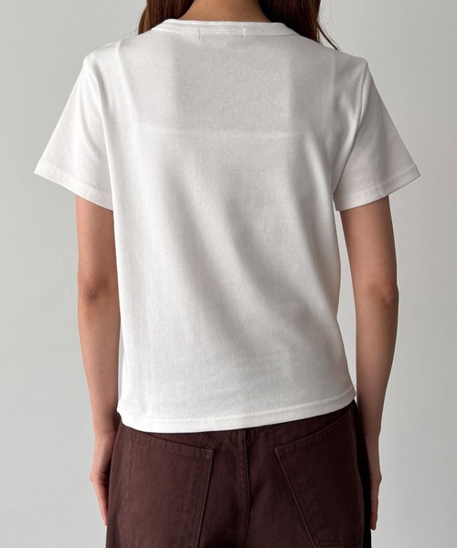 CANAL JEAN（キャナルジーン）の「HARING　ヴィンテージコットンヘンリー半袖Tシャツ（Tシャツ/カットソー・レディース・ネイビー/ホワイト・ONE SIZE）」の9枚目の写真