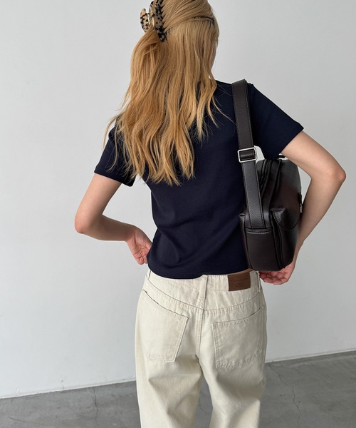 CANAL JEAN(キャナルジーン)の「HARING ヴィンテージコットンヘンリー半袖Tシャツ(Tシャツ/カットソー・レディース・ネイビー/ホワイト/カーキ/イエロー・ONE SIZE)」の11枚目の写真