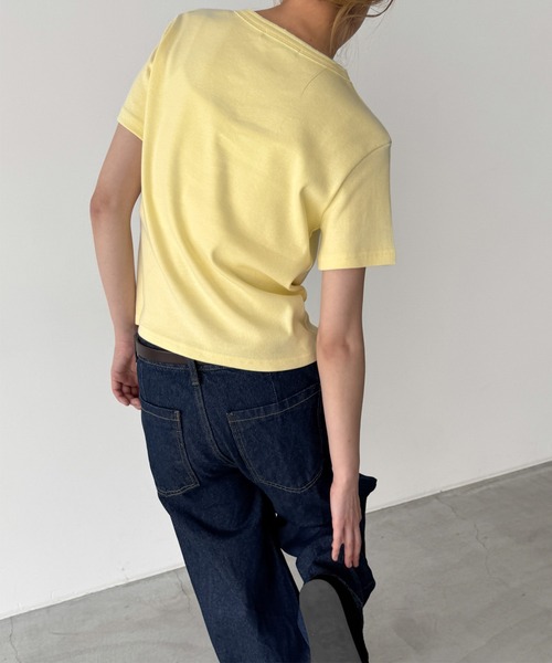 CANAL JEAN(キャナルジーン)の「HARING ヴィンテージコットンヘンリー半袖Tシャツ(Tシャツ/カットソー・レディース・ネイビー/ホワイト/カーキ/イエロー・ONE SIZE)」の14枚目の写真