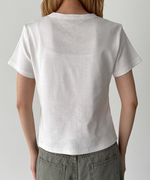 CANAL JEAN(キャナルジーン)の「HARING ヴィンテージコットンヘンリー半袖Tシャツ(Tシャツ/カットソー・レディース・ネイビー/ホワイト/カーキ/イエロー・ONE SIZE)」の18枚目の写真