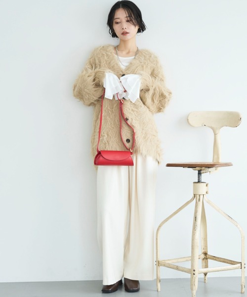 Doux archives（ドゥアルシーヴ）の「シャギーニットカーディガン（カーディガン/ボレロ・レディース・チャコールグレー/ブラウン/ベージュ・FREE）」の6枚目の写真